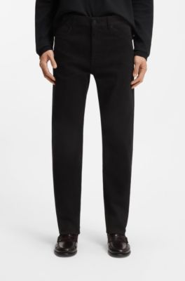Jeans dal fit affusolato in denim nero con motivo inciso al laser Year of the Horse, Nero