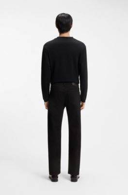 Year of the Horse Tapered-fit jeans in laser-patterned black denim, Black