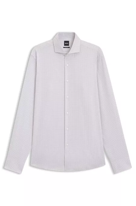 Regular-fit shirt in Italian-made checked cotton twill