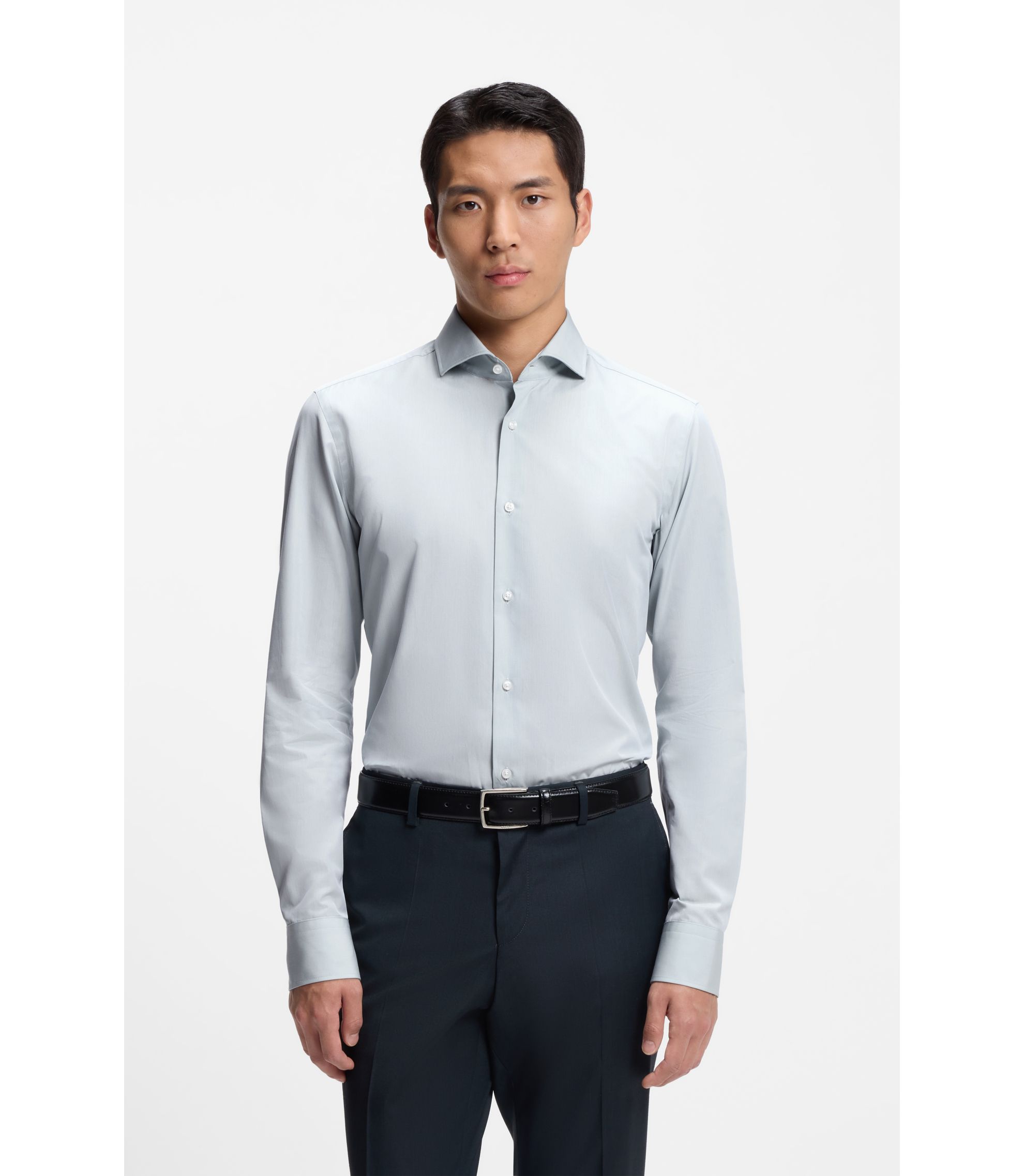 Slim-Fit Hemd aus in Italien gefertigtem Baumwoll-Chambray