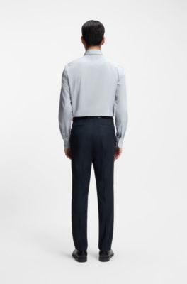 Slim-fit shirt in Italian-made cotton chambray, Light Green