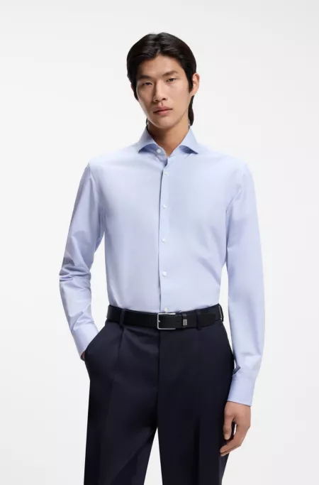 Slim-fit shirt in Italian-made cotton chambray