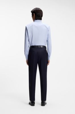 Slim-fit shirt in Italian-made cotton chambray, Light Purple