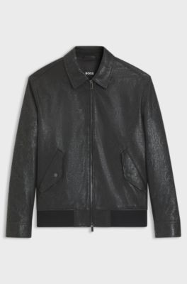 Year of the Horse Leather jacket with lasered artwork, Black