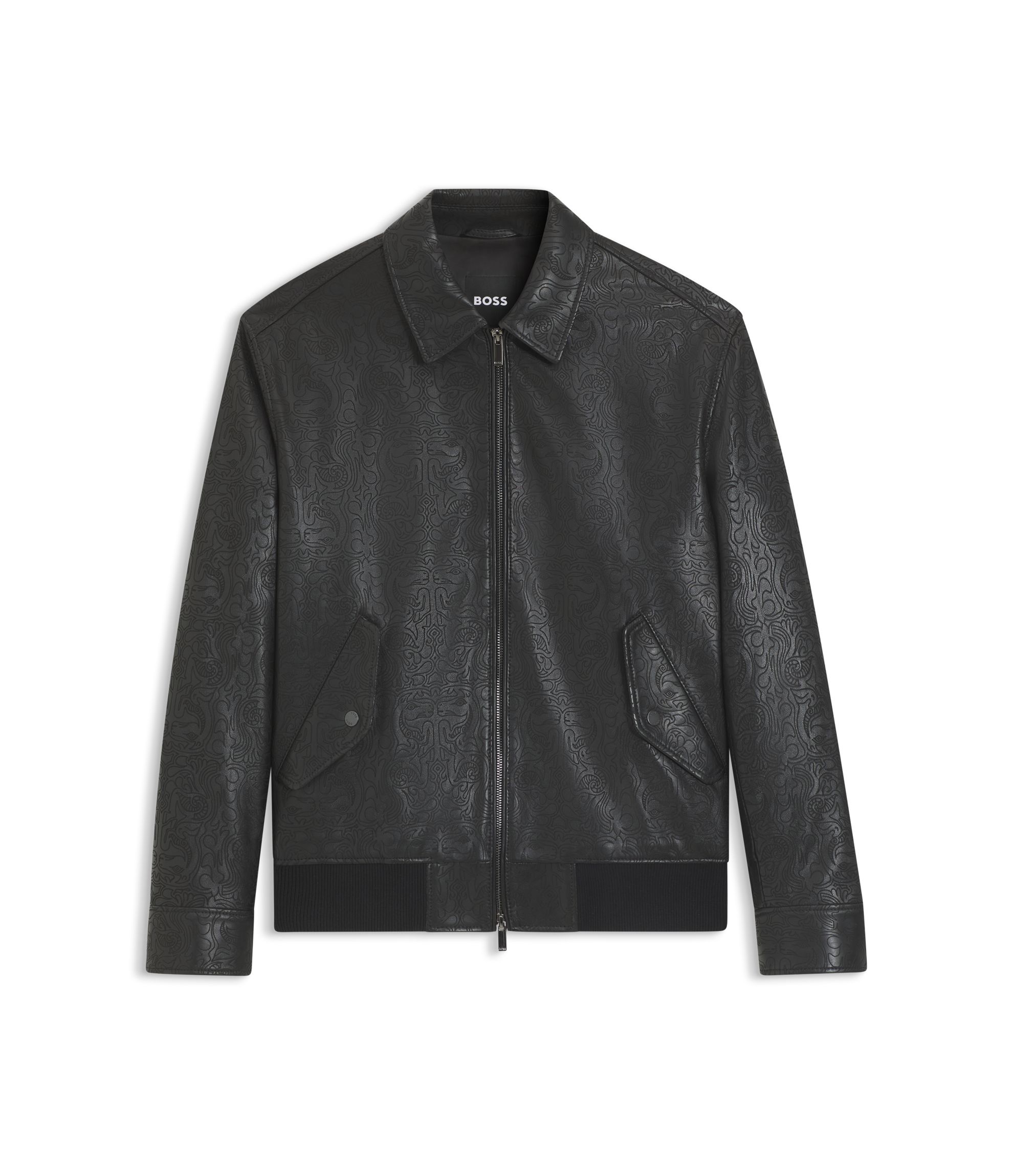 BOSS - Year of the Horse Leather jacket with lasered artwork - Black