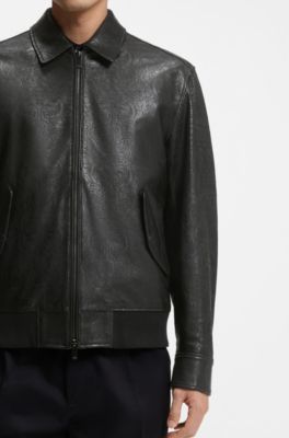 Leather jacket with lasered artwork, Black