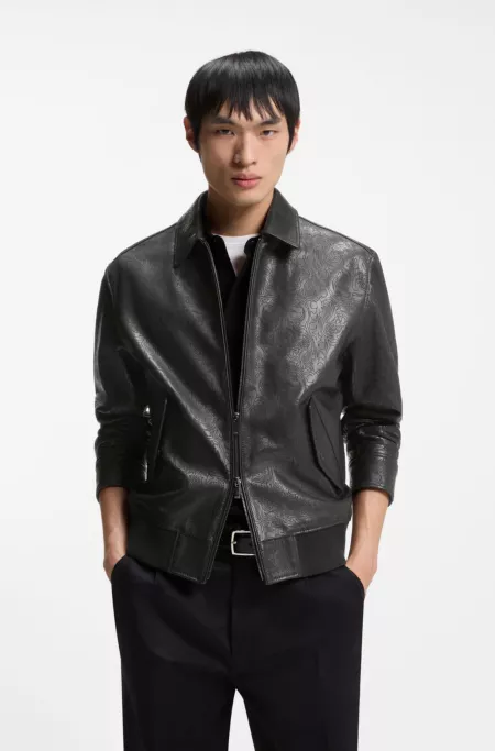 Leather jacket with lasered artwork