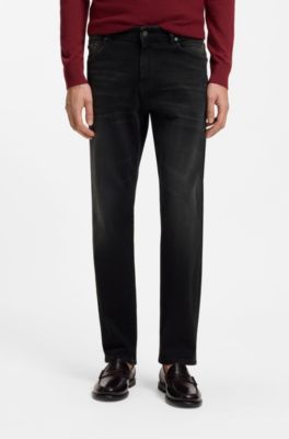 Maine regular-fit jeans in soft-touch denim, Black