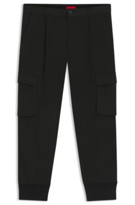 Slim-fit trousers with cargo pockets, Black