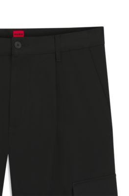 Slim-fit trousers with cargo pockets, Black