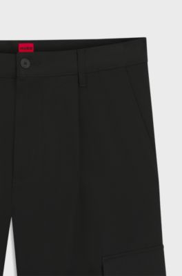 Slim-fit trousers with cargo pockets, Black