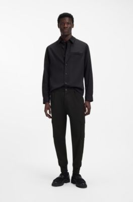Slim-fit trousers with cargo pockets, Black