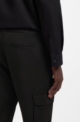 Slim-fit trousers with cargo pockets, Black