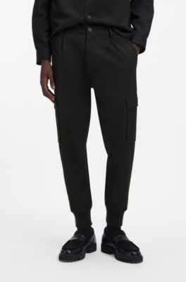 Pantalones slim fit con bolsillos estilo cargo, Negro