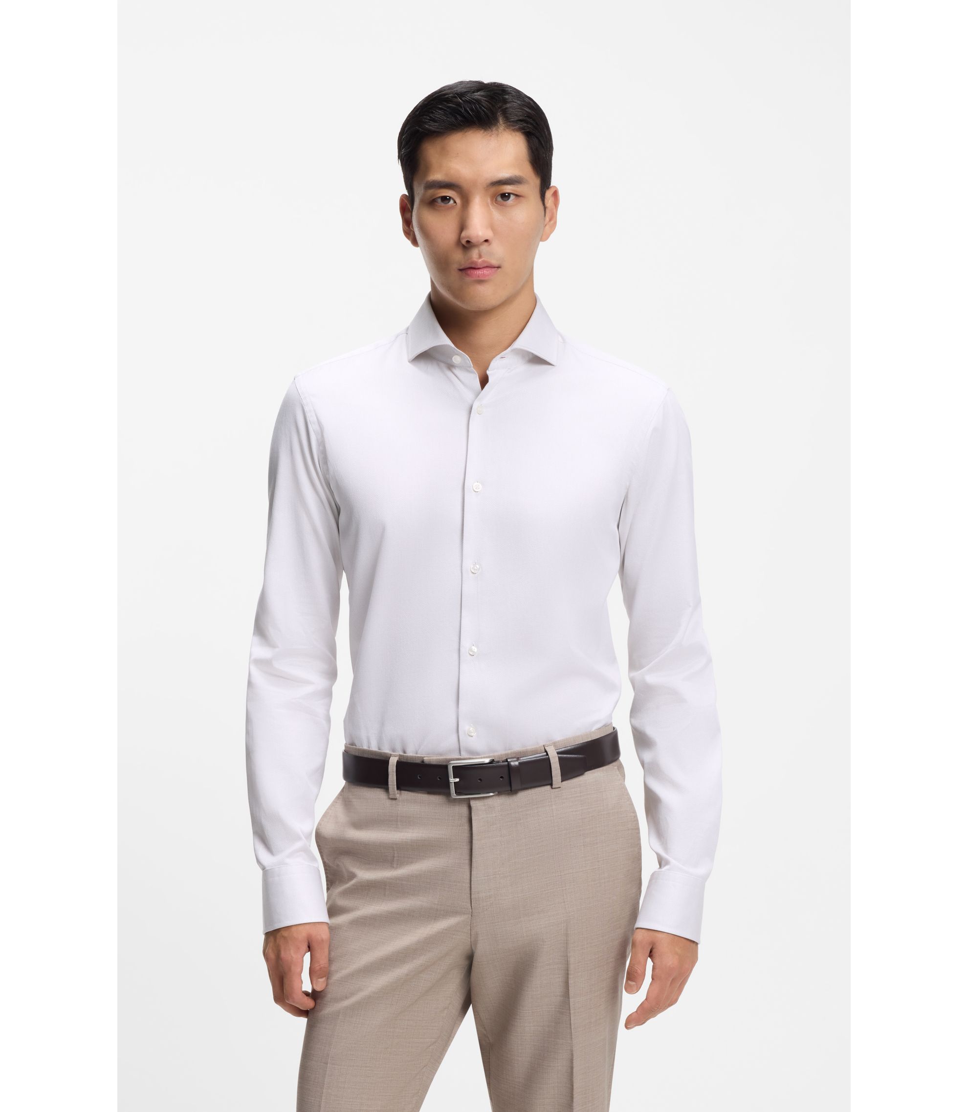 Regular-Fit Hemd aus in Italien gefertigter, strukturierter Baumwolle