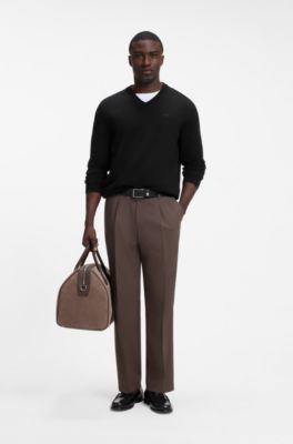 V-neck cotton sweater, Black
