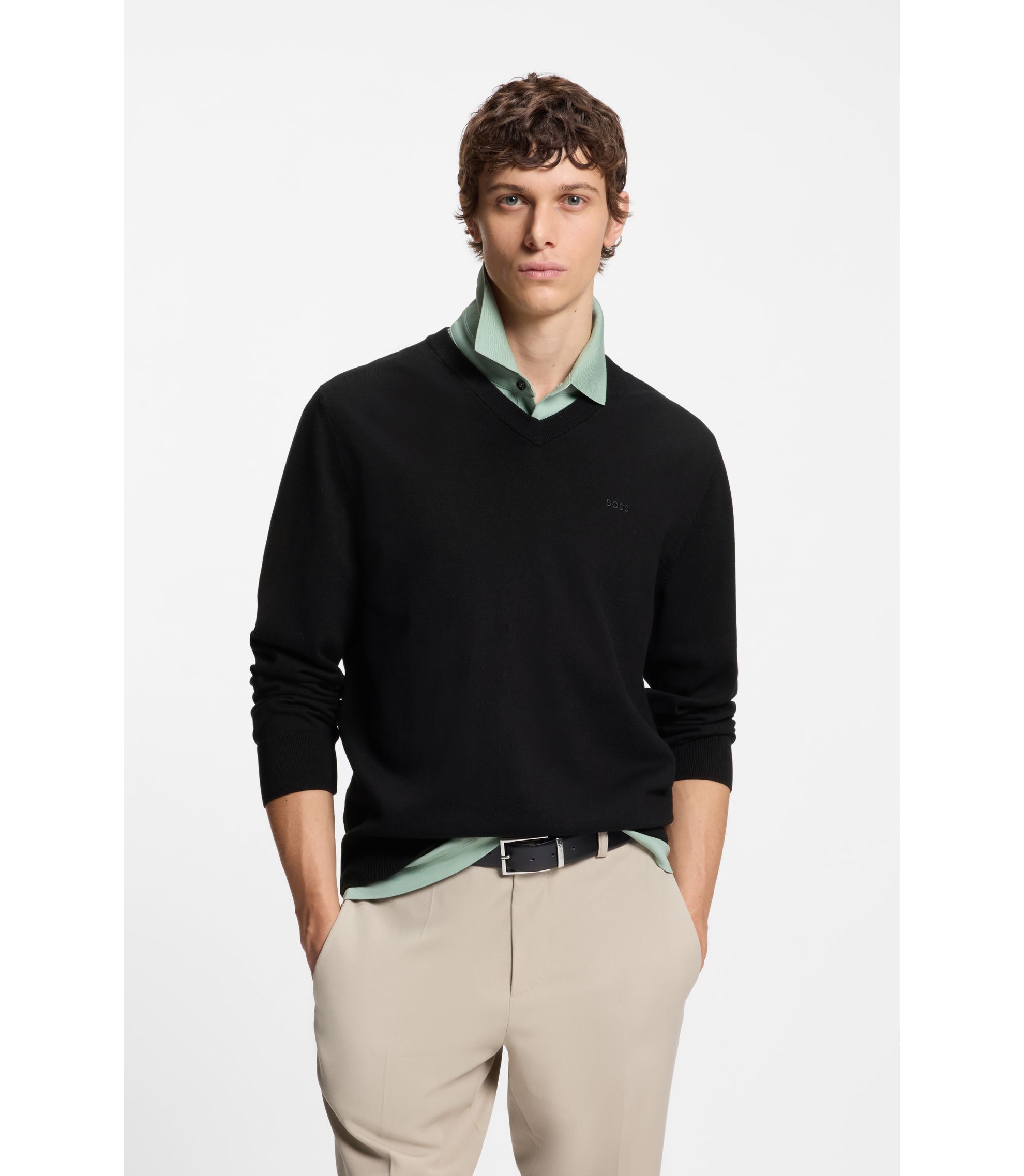 Pullover aus Baumwolle mit V-Ausschnitt