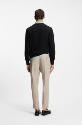 Sweater med V-hals i bomuld, Sort