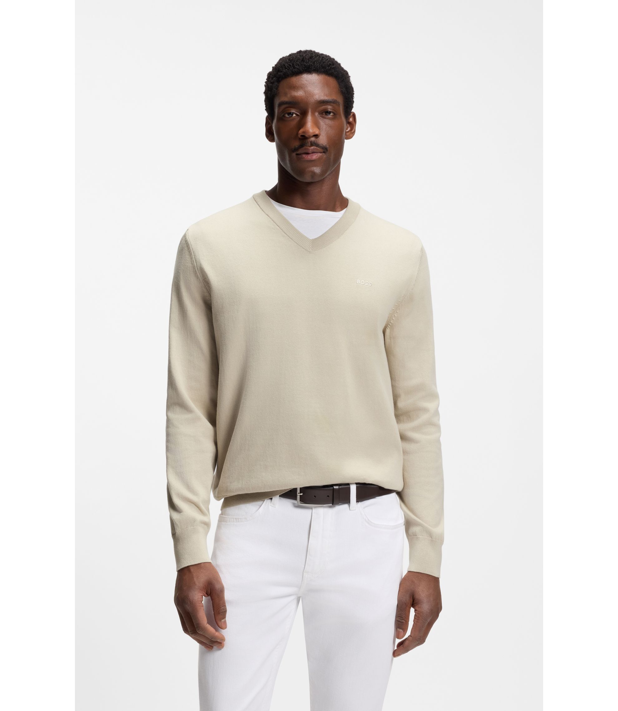 Pullover aus Baumwolle mit V-Ausschnitt