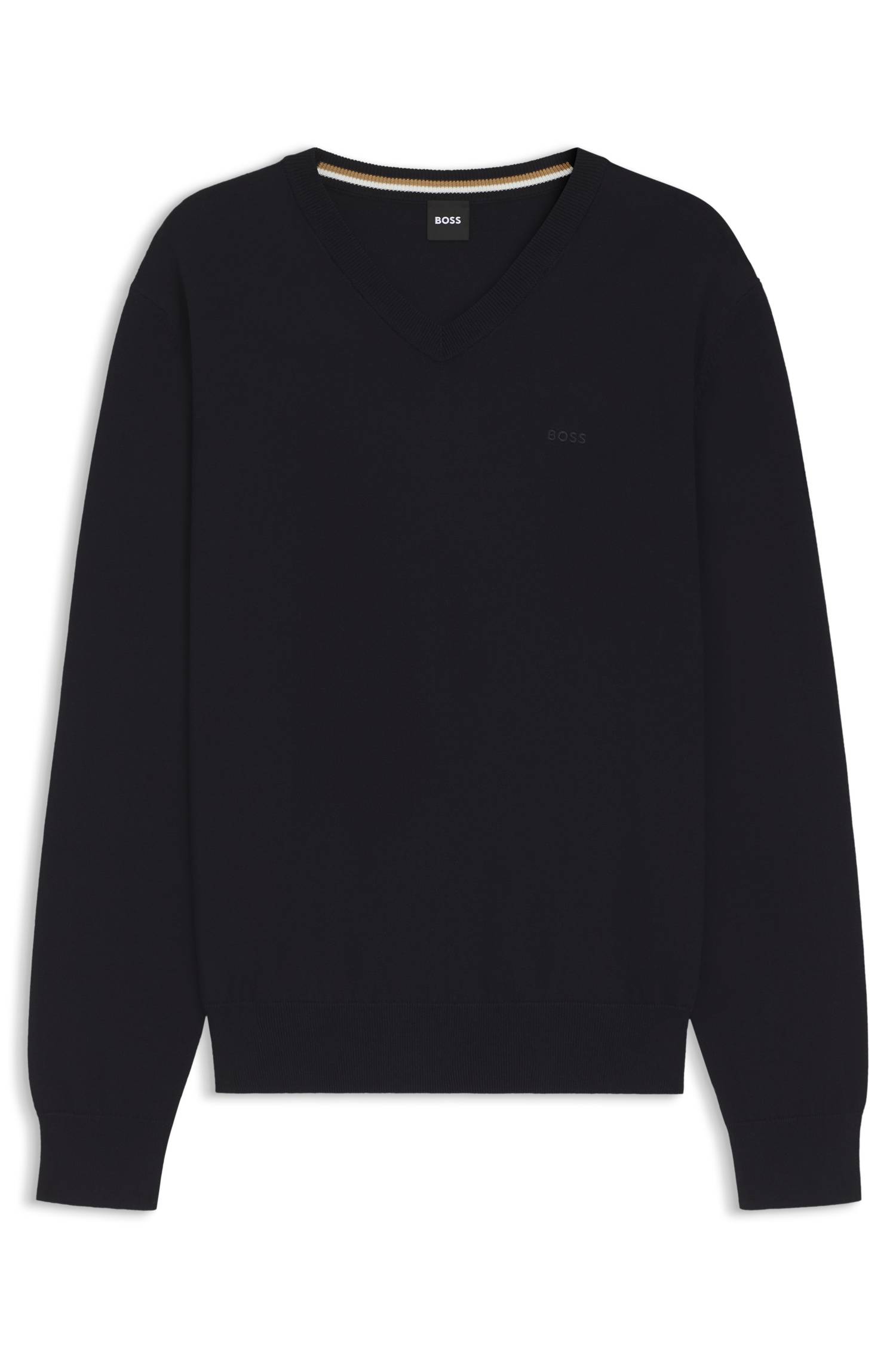 Boss V-neck cotton sweater stickade tröjor herr – bild 4
