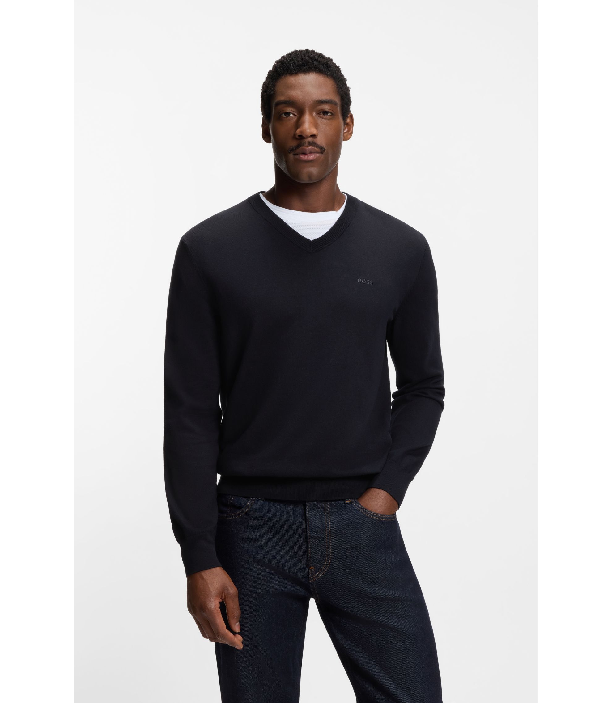 Pullover aus Baumwolle mit V-Ausschnitt