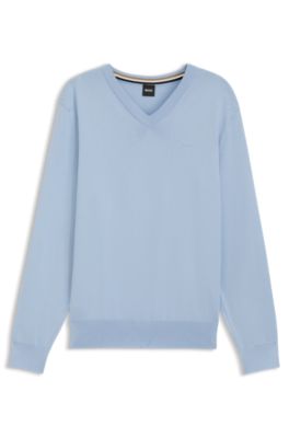 V-neck sweater in cotton, Light Blue