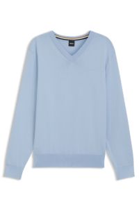 V-neck sweater in cotton, Light Blue