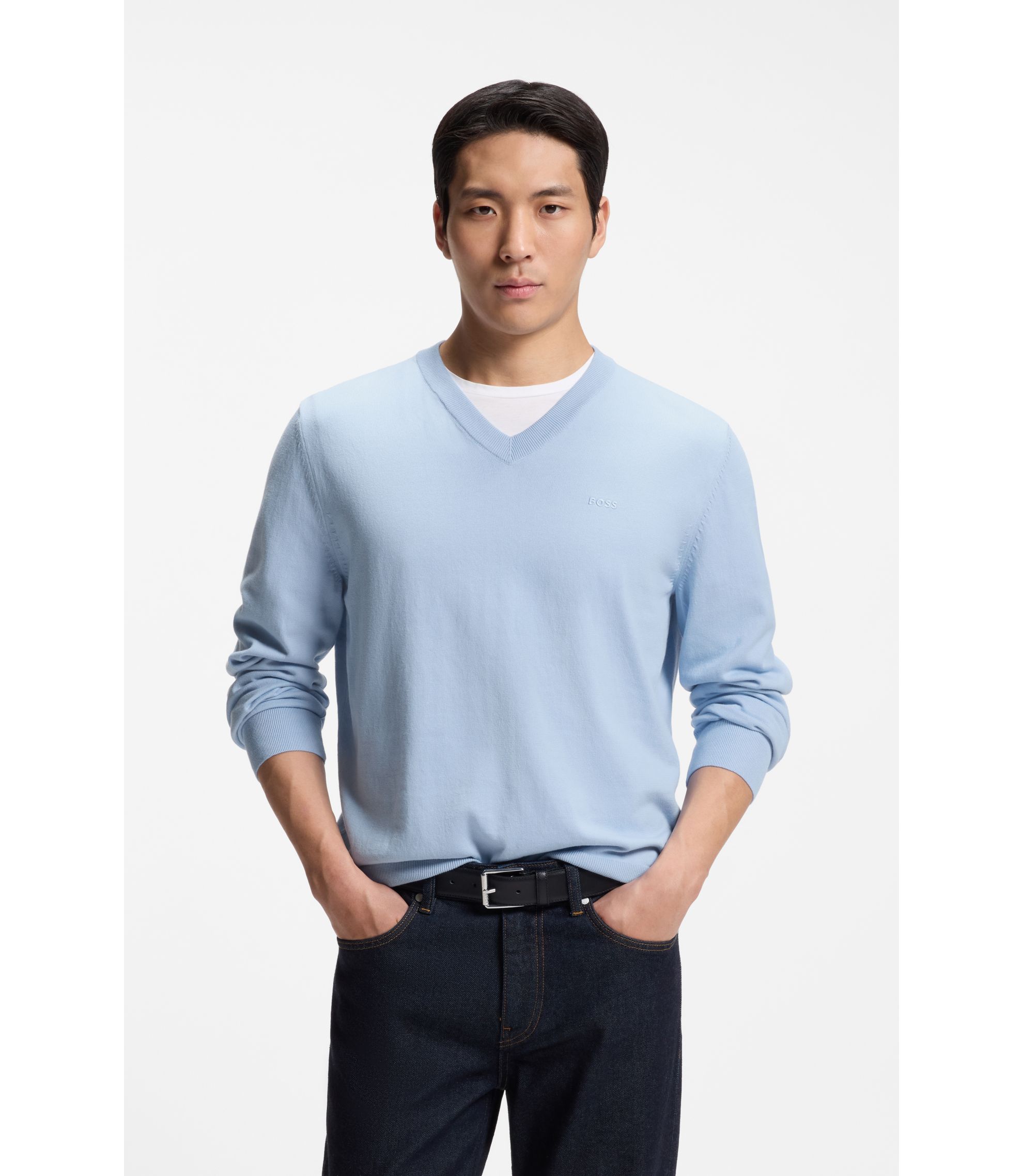 Pullover aus Baumwolle mit V-Ausschnitt