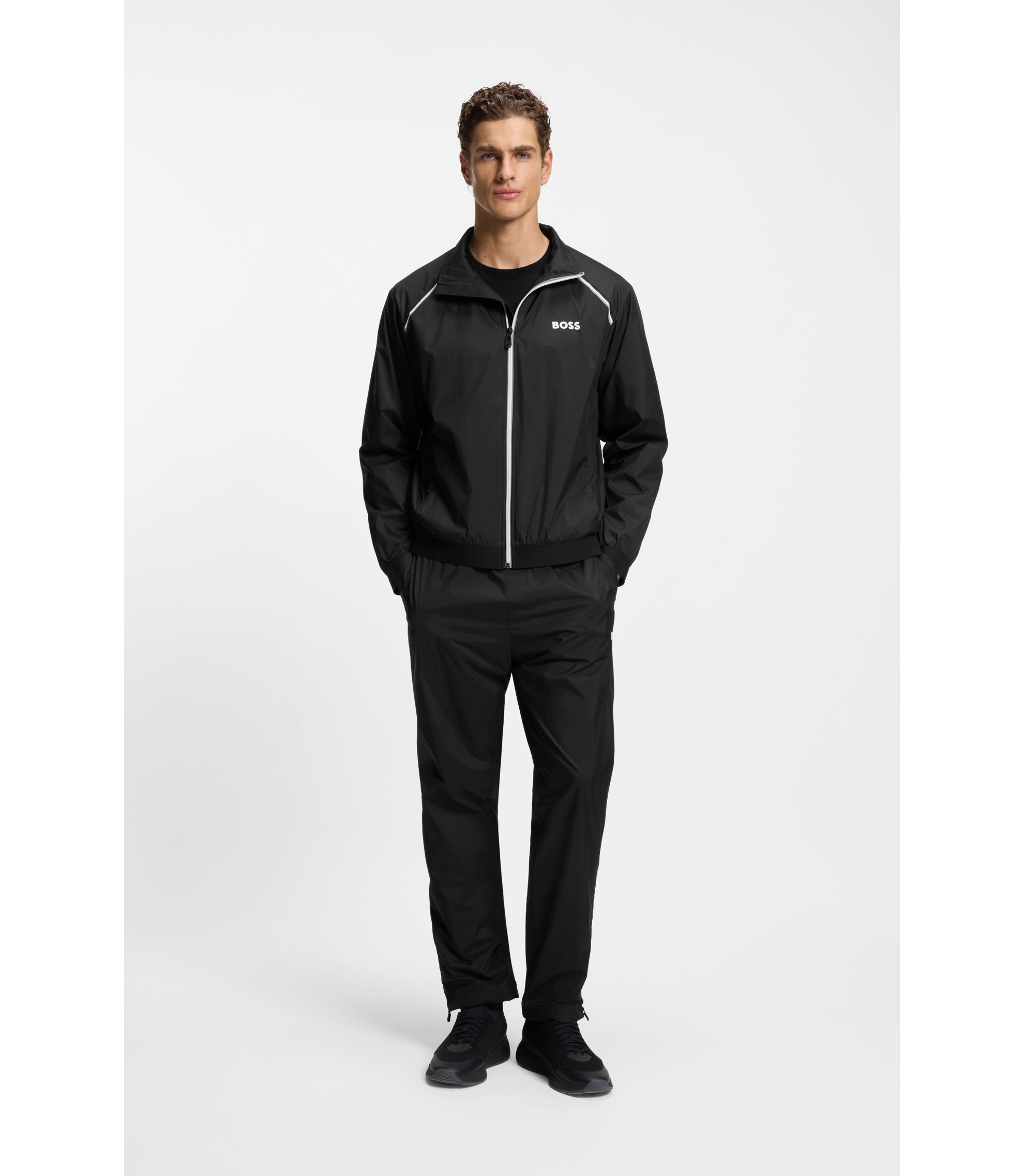 BOSS - Active water-repellent two-piece tracksuit with zip hems