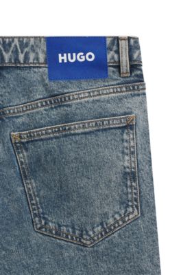 Boot-cut jeans in blue stretch denim, Blue