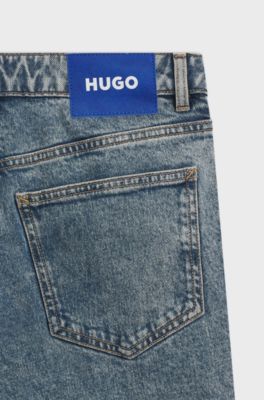 Jeans bootcut in denim elasticizzato blu, Blu