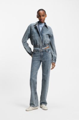 Boot-cut jeans in blue stretch denim, Blue