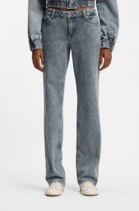 Boot-cut jeans in blue stretch denim, Blue