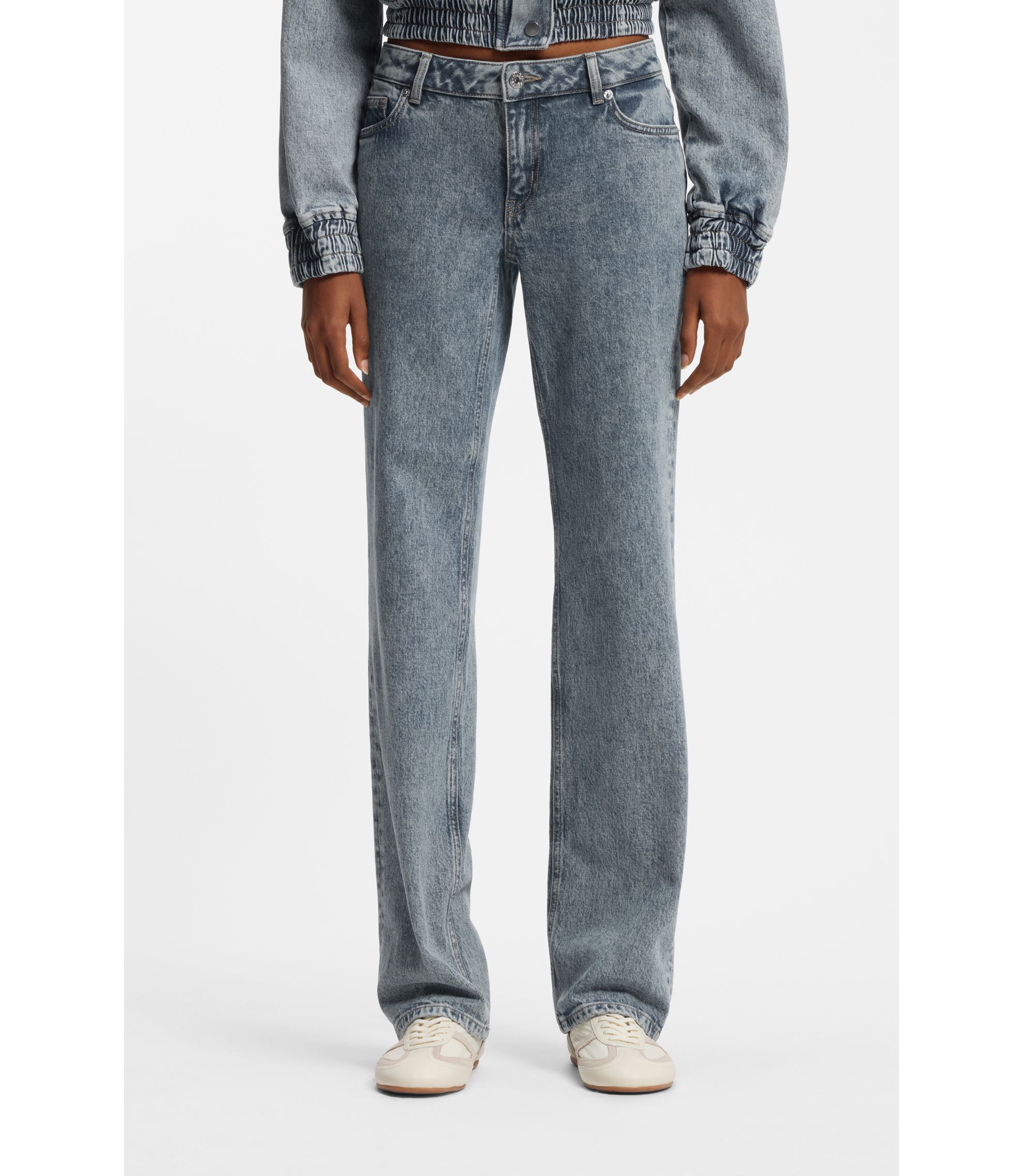 Bootcut-Jeans aus blauem Stretch-Denim
