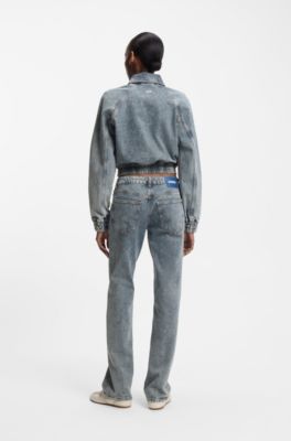 Boot-cut jeans in blue stretch denim, Blue