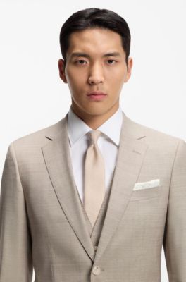 Jacquard tie in cotton and silk, Light Beige