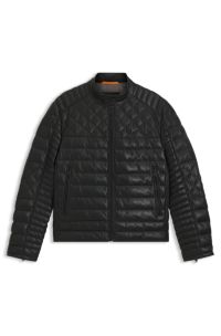 Nappa-leather jacket with mixed quilting, Black
