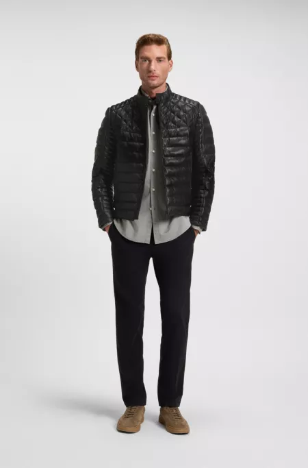 Nappa-leather jacket with mixed quilting