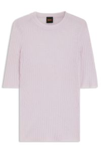 Wool-blend sweater with ribbed knit, Light Purple