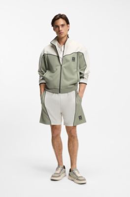 Cotton-blend jacket with embroidered logo artwork, Light Green