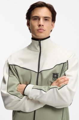 Jacke aus Baumwoll-Mix mit gesticktem Logo-Artwork, Hellgr&uuml;n