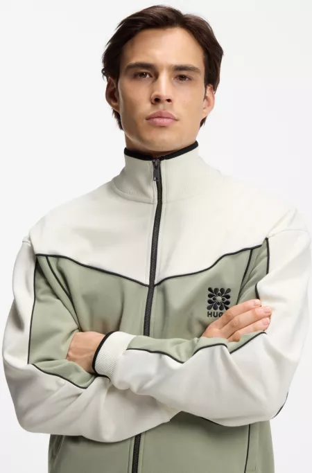 Cotton-blend jacket with embroidered logo artwork