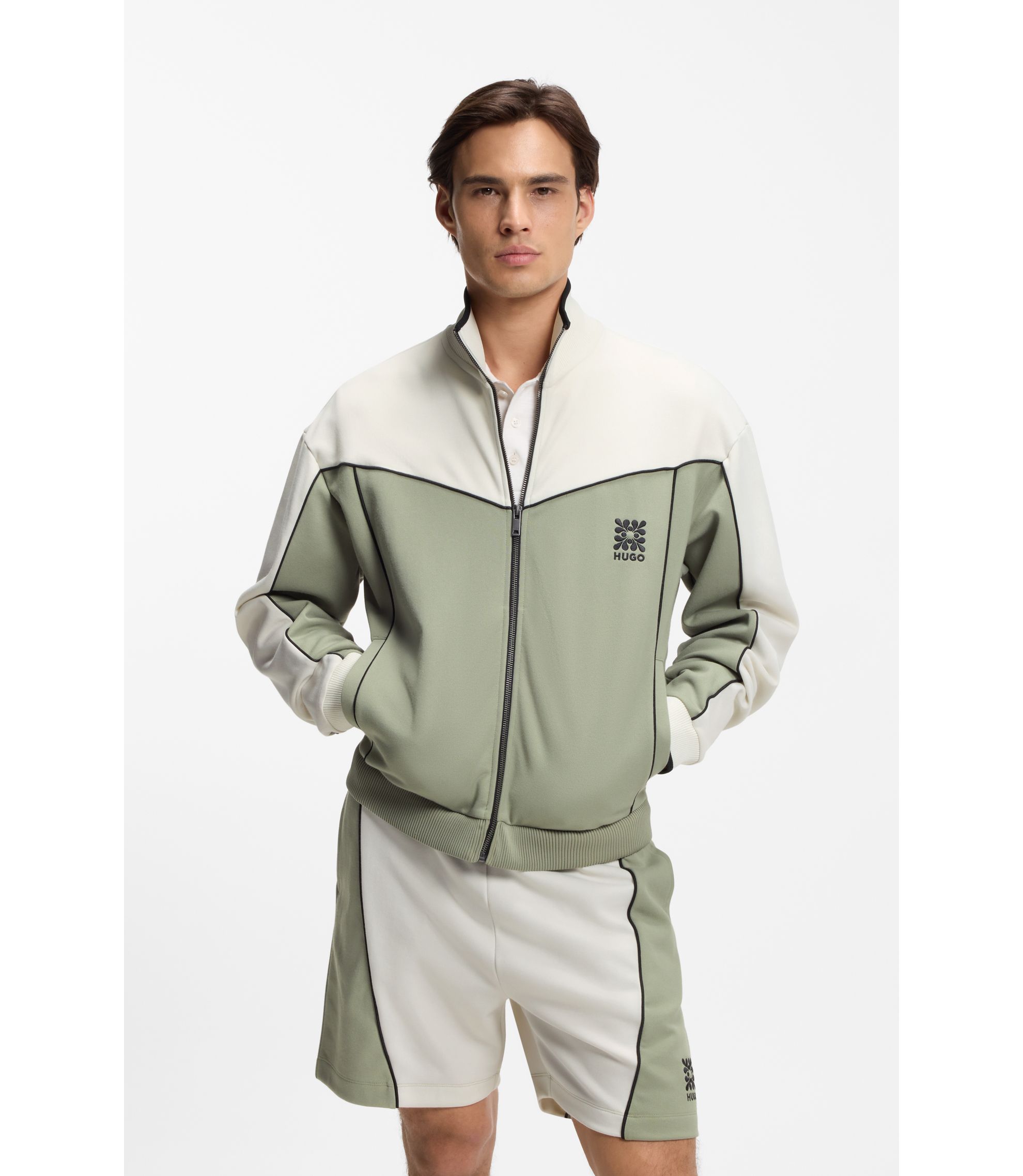 Jacke aus Baumwoll-Mix mit gesticktem Logo-Artwork