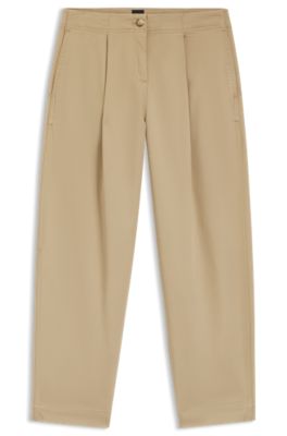 Loose-fit chinos in stretch-cotton twill, Beige