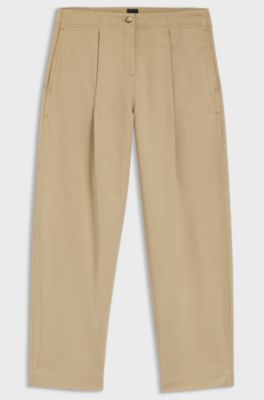Loose-fit chinos in stretch-cotton twill, Beige