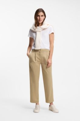 Loose-fit chino's in keperstof van stretchkatoen, Beige