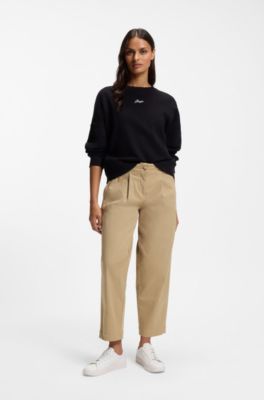 Loose-fit chinos in stretch-cotton twill, Beige