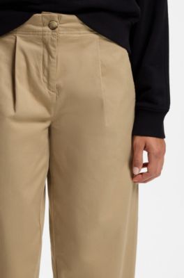 Loose-fit chinos in stretch-cotton twill, Beige