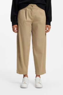 Loose-fit chinos in stretch-cotton twill, Beige
