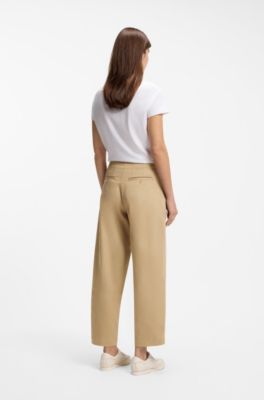 Loose-fit chino's in keperstof van stretchkatoen, Beige